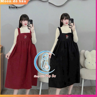 Yếm Bầu Thời trang Chất Nhung, Hoạ Tiết Cherry đỏ Thêu 2024