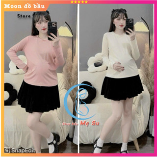  Áo Giữ Nhiệt Bầu Thun Tăm Cổ Tròn Mềm Mịn co giãn ấm áp mùa thu đông 