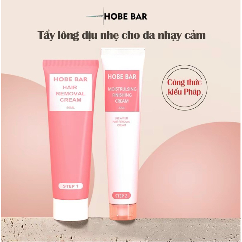 Kem tẩy lông HOBEBAR 50g và Gel dưỡng lô hội 30g dịu nhẹ da không gây kích ứng và không đau rát tẩy 