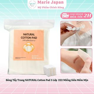  Bông Tẩy Trang NATURAL Cotton Pad 3 Lớp 222 Miếng Siêu Mềm Mịn Nhật Bản - MẪU MỚI 2024 