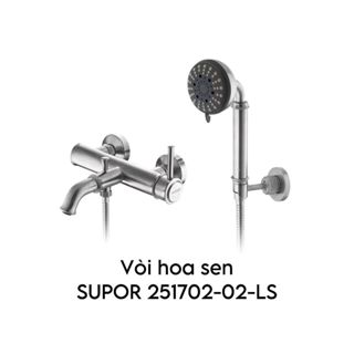 BỘ VÒI TẮM HOA SEN INOX SUPOR 251702-02-LS nóng lạnh