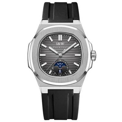 Đồng hồ nam chính hãng I&W Canrival 735G1-S4 Kính chống xước,Chống nước 50m,Máy cơ (Automatic),mặt xám dây cao su đen