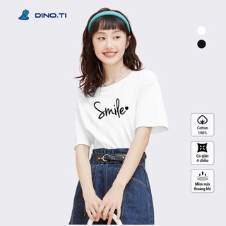 Áo thun Unisex nam nữ Local Brand DINO.TI - In chữ Smile DT32