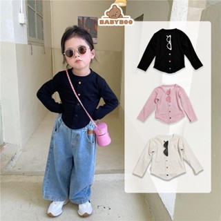 Áo Thun Dài Tay Cho Bé Gái Lượn Tôm Đính Cúc Vải Lông Thỏ Cực Đẹp BabyBoo-ADTLT