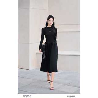 Đầm thiết kế cổ tròn tay dài chất liệu len tăm cao cấp YOONA - ND12X295