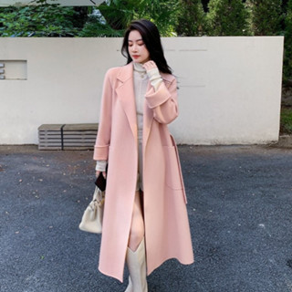  Áo Dạ Măng Tô Nữ Màu Hồng 2 Túi Ốp Ngoài Kèm Đai Eo Trẻ Trung Chất Dạ Lông Thỏ Loại 1 Không Bai Xù. 