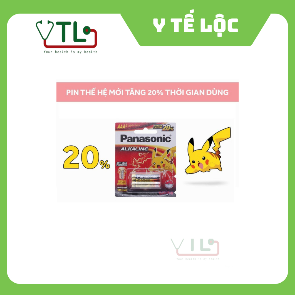 Vỉ 2 viên Pin Panasonic Alkaline AA , 1.5V ( Thêm 20% dung lượng)