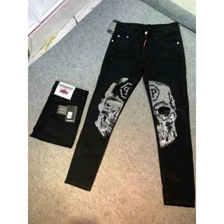 Quần Jean Philip Nam Đen Đính Đá Đầu Nâu, Quần Jean Họa Tiết  Đính Đá Thời Trang HOT NEW