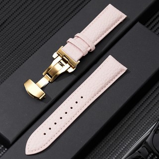   Hồng  Dây đồng hồ da bê mềm họa tiết da trâu BO-29 KHÓA BƯỚM chống thấm nước 12 14 16 18  20 22mm 