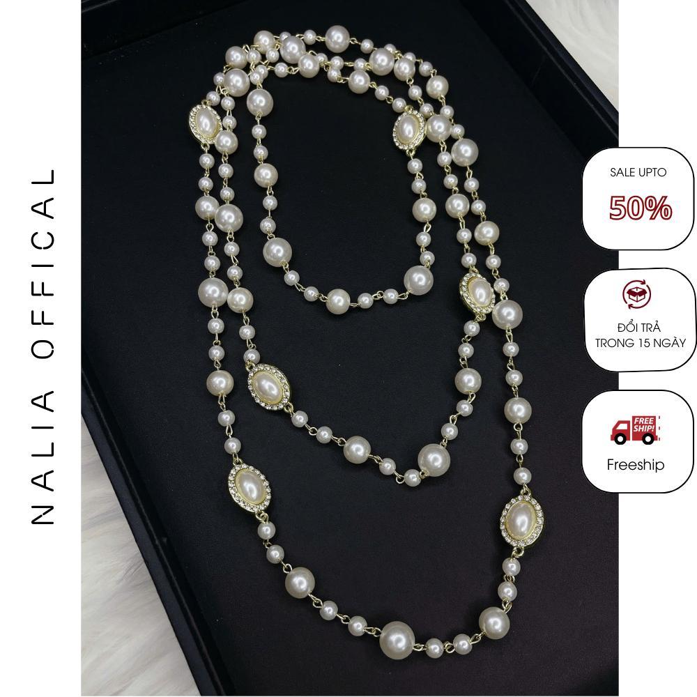 NALIA DC1156 - Dây chuyền hình bầu dục phối hạt châu thời trang
