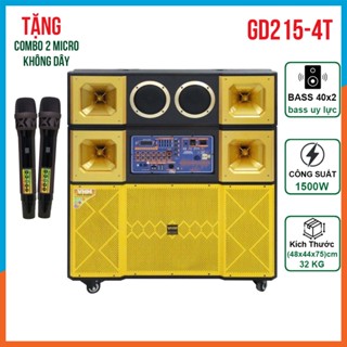 Loa 4 Tấc Đôi GD215-4T 3000W/Max Bass 40cm x 2, 2 Loa Trung, 4 Loa trebleb Tặng 2 Micro Cao Cấp
