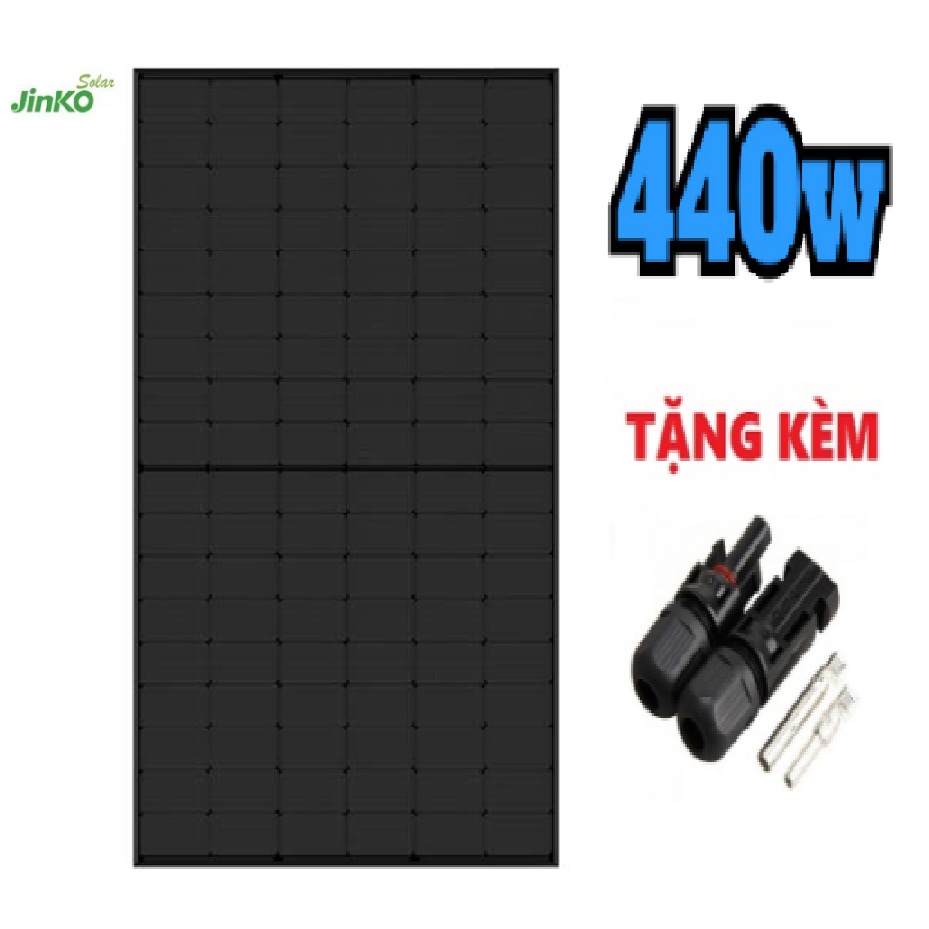 Tấm pin năng lượng mặt trời JINKO 440W hai mặt kính MẪU 2024 -JINKO -440W tặng jack mc4 -Hiệu suất c