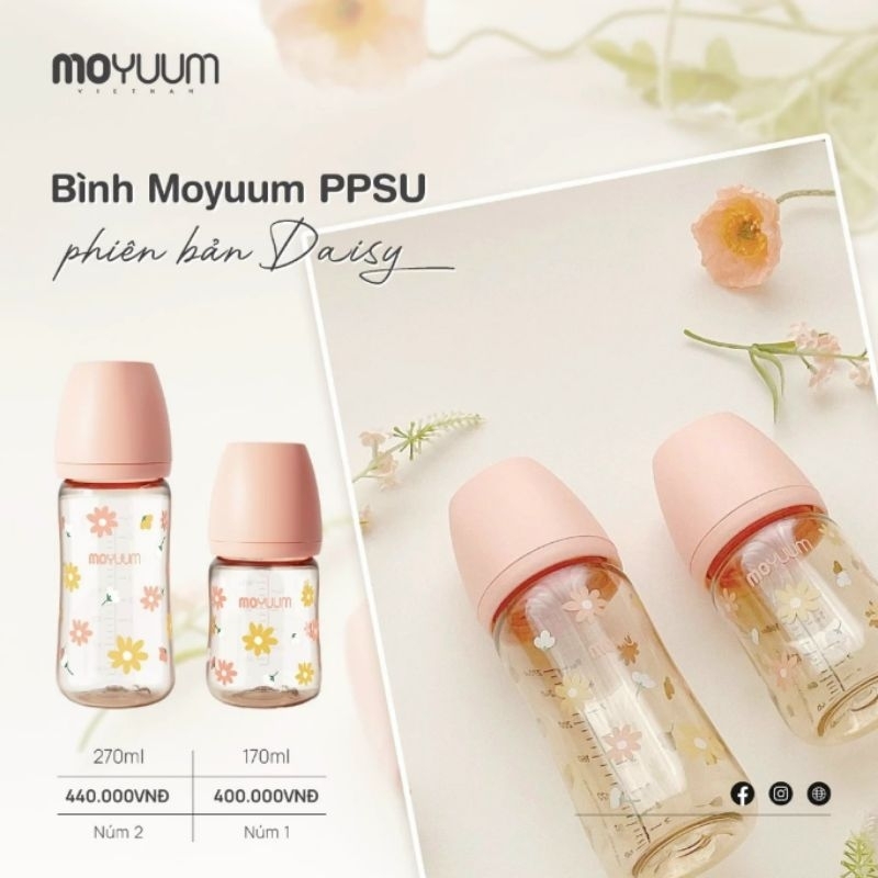 BÌNH SỮA MOYUUM PPSU HOẠ TIẾT HOA CÚC