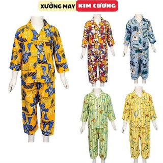Đồ bộ bé trai Pyjama quần dài tay dài chất vải tole lanh PJT5 Kim Cương