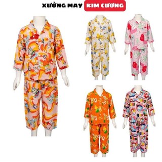 Đồ bộ bé gái Pyjama quần dài tay dài chất tole lanh Kim Cương PJG2