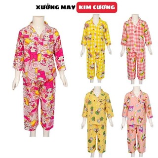 Đồ bộ Pyjama bé gái quần dài tay dài mặc ngủ Kim Cương PJG3