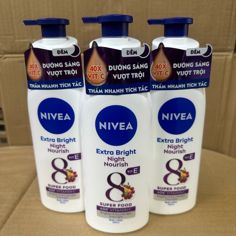 Sữa Dưỡng Thể Trắng Da Nivea Extra White Ban Đêm 350ml( mầu tím)