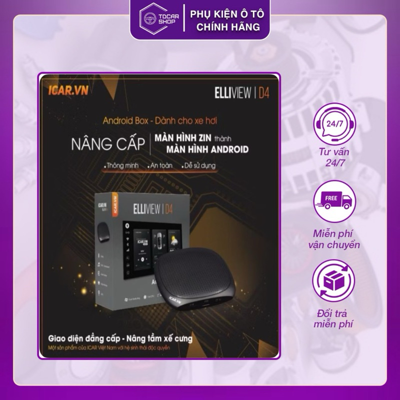 Android Box Elliview D4 Dành Cho Ô Tô(Chuyên Dụng,Thiết Kế Nhỏ Gọn,Thông Minh)