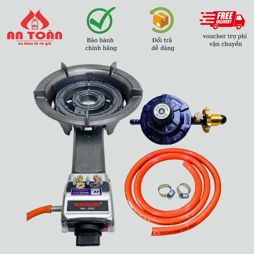 Bếp gas công nghiệp cao cấp WATASHI CN-280 (nặng 7.6 kg, sử dụng van thấp áp) Bếp Nhà hàng, Quán ăn