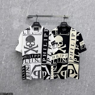 Áo phông nam nữ Philipp Plein PP in 3D hoạ tiết đầu lâu logo Chất vải poly cotton cổ bo dày dặn boy phố mã 3dqp