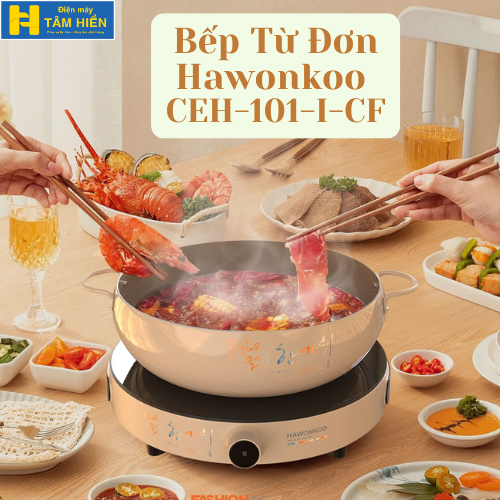 Bếp Từ Đơn Tròn Kèm Nồi Hawonkoo CEH-101-I-CF, Công Suất 2000W, Di Động