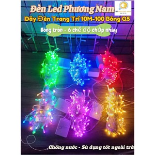   Q5 Bóng Tròn  Dây Đèn LED CHỚP 10m - 100 bóng Đủ màu - Xanh Dương - Trắng - Vàng - Lá - Đỏ Trang trí Noel Tết 
