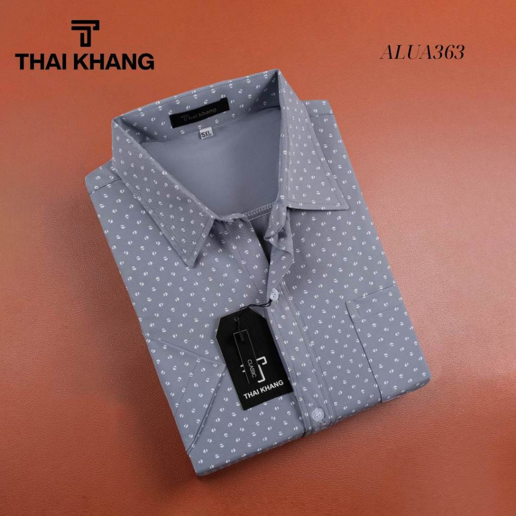 Áo sơ mi nam ngắn tay trung niên vải lụa co giãn mềm bề mặt mịn siêu form rộng classic ALUA36