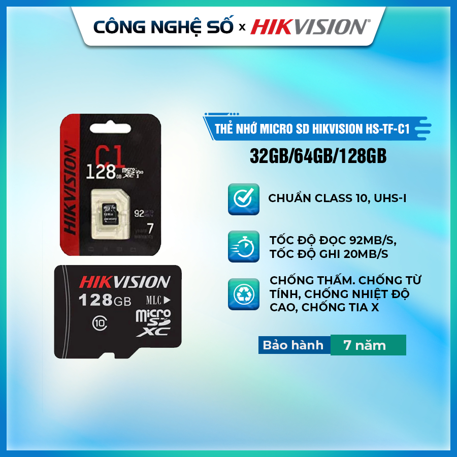Thẻ Nhớ MicroSD HIKVISION 32G/64G/128G CNS Class 10 Cho Camera, Điện Thoại