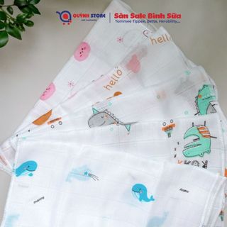  Set 10 khăn sữa sợi tre Aden túi lưới mềm mịn - mix màu 