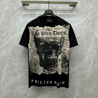 Áo phông nam nữ Áo Philipp Plein PP in 3D hoạ tiết The Plein Times đầu lâu logo chất vải poly cotton cao cấp mã the