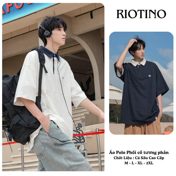 Áo Polo Phối cổ tương phản Local Brand RIOTINO polo unisex nam nữ oversize PL05