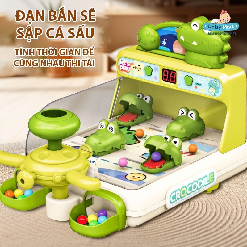 Đồ chơi bắn bi cá sấu, đồ chơi pinball bắn cá sấu, đồ chơi bắn bi tính điểm