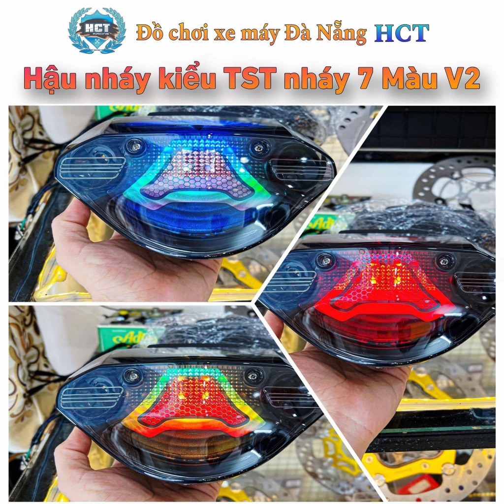 Đèn hậu SIRIUS Mica khói đen + HẬU NHÁY AUDI - HẬU nháy kiểu TST nháy kiểu 7 màu 