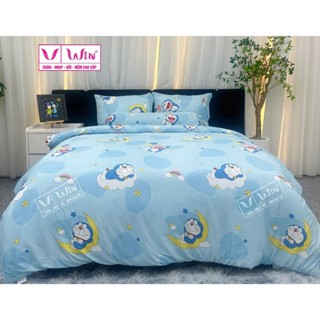 (RẺ NHẤT) Chính hãng THẮNG LỢI - Bộ Drap Chăn Ga Gối Tencel Super Win cho trẻ em (Bé Trai Gái) Hoạt hình Doremon Mon D10