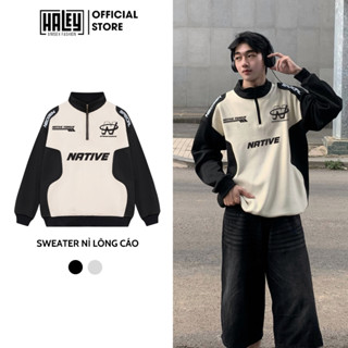 Áo Sweater Nam Nữ Nỉ Lông Cáo Local Brand HALEY HD26 Form Boxy Unisex, Cổ Cao Giữ Ấm Tốt Phong Cách Basic, Cá Tính
