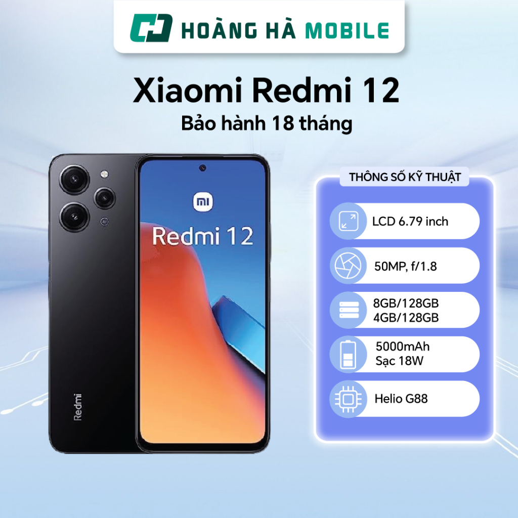 Điện thoại di động Xiaomi Redmi 12 - Chính hãng(Nguyên Seal Chưa Active)