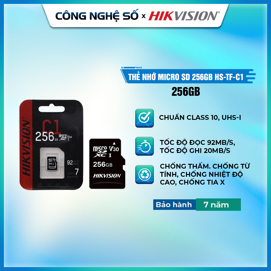 Thẻ Nhớ MicroSD HIKVISION HS-TF-C1 64G 128G 256G Class 10 Hiệu Suất Cao, Tương Thích, Video 4K