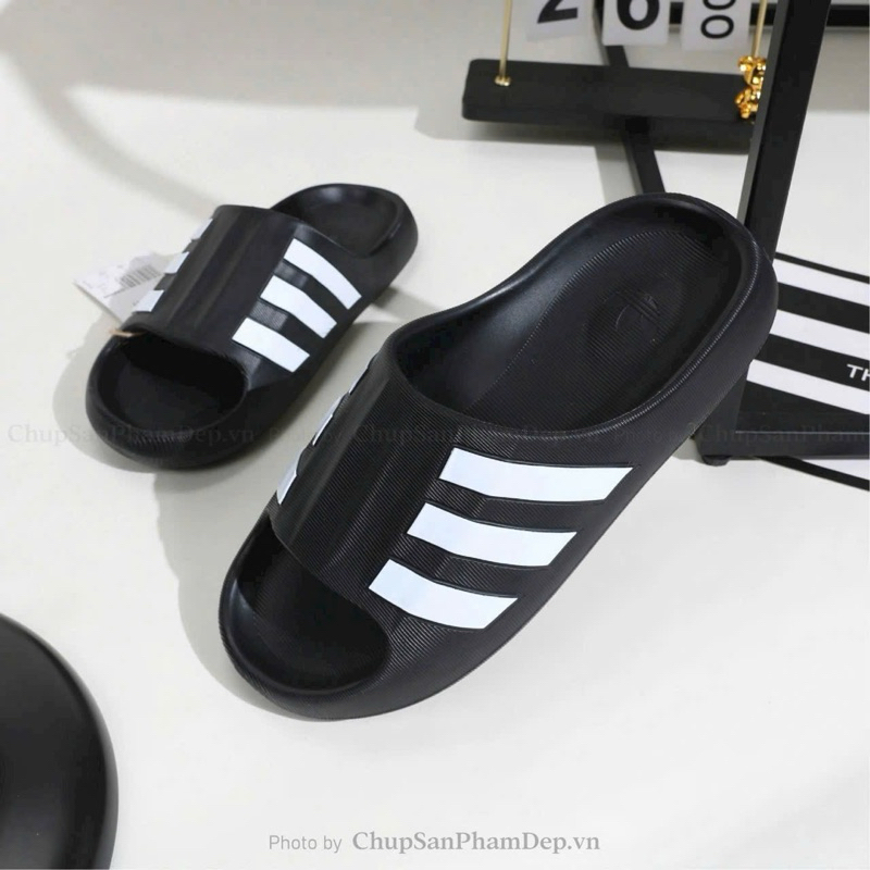 Dép quai ngang Adidas Mule hở mũi 3 sọc mới 2024 siêu êm ái không trơn trượt đủ size nam nữ