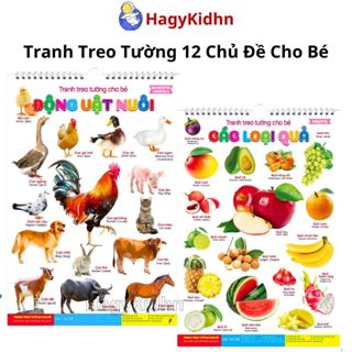 Tranh Treo Tường 12 CHỦ ĐỀ Như Động Vật, Bảng Chữ Cái, Nghề Nghiệp, Giao Thông Cho Bé Từ 0 - 6Tuổi