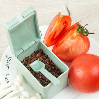 Khay 4 hộp đựng gia vị làm từ rơm lúa mì