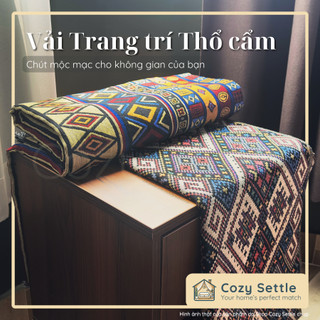 Khăn Trải Bàn Vải Thổ Cẩm Dệt Sợi, Decor Mộc Mạc Bohemian Sang Trọng - Khổ Rộng 1m55
