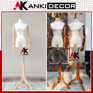 Manocanh nữ nửa người có tay gỗ dùng cho shop thời trang | Manocanh Trang Trí Shop, canh nữ nửa người tay gỗ Anki Decor