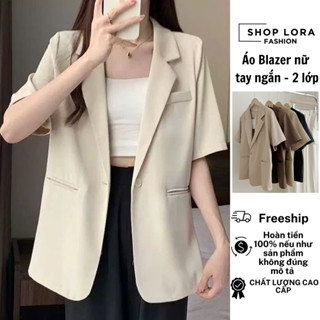 Áo vest nữ ngắn tay 2 lớp, áo blazer cao cấp 4 màu đen/nâu/be phong cách hàn quốc - Thời trang SHOPLORA