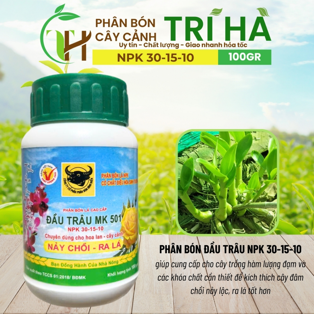 Phân Bón NPK 501 Hủ 100gram - Hoa Cây Kiểng Phong Lan Đầu Trâu
