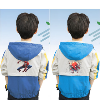 Áo khoác gió bé trai trẻ em chất dù 2 lớp in hình Người Nhện 13-40kg 0350 FIVEBE