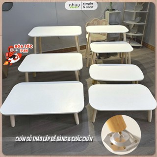 Bàn học bàn làm việc gấp gọn chữ nhật ngồi bệt sofa ghế xoay nhiều size lựa chọn, mặt bàn bo góc an toàn NHUYDECOR