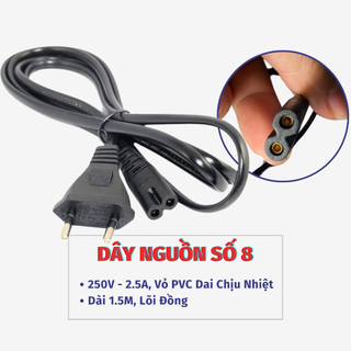 Cáp Nguồn Số 8 H2Pro Xịn Lõi Đồng Dài 150Cm (1 Dây), Dây Nguồn Số 8 Kết Nối Điện Pvc Dai Chịu Nhiệt