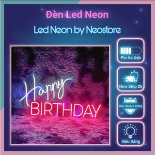  😍  Tặng kèm băng dính   Đèn Neon Led trang trí chữ Happy Birthday trang trí quán ăn,nhà hàng,party 