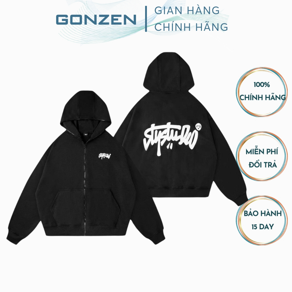  Áo Khoác Hoodie Nỉ Khóa Zip Nam Nữ Local Brand Form Boxy Dày Nặng 2 Lớp Mùa Đông Cao Cấp _GONZEN AK28 