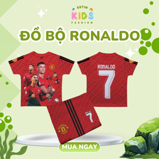 Đồ bộ thể thao quần áo bóng đá trẻ em Ronaldo số 7 chất thun lạnh co giãn 4 chiều in 3D từ 10-60kg